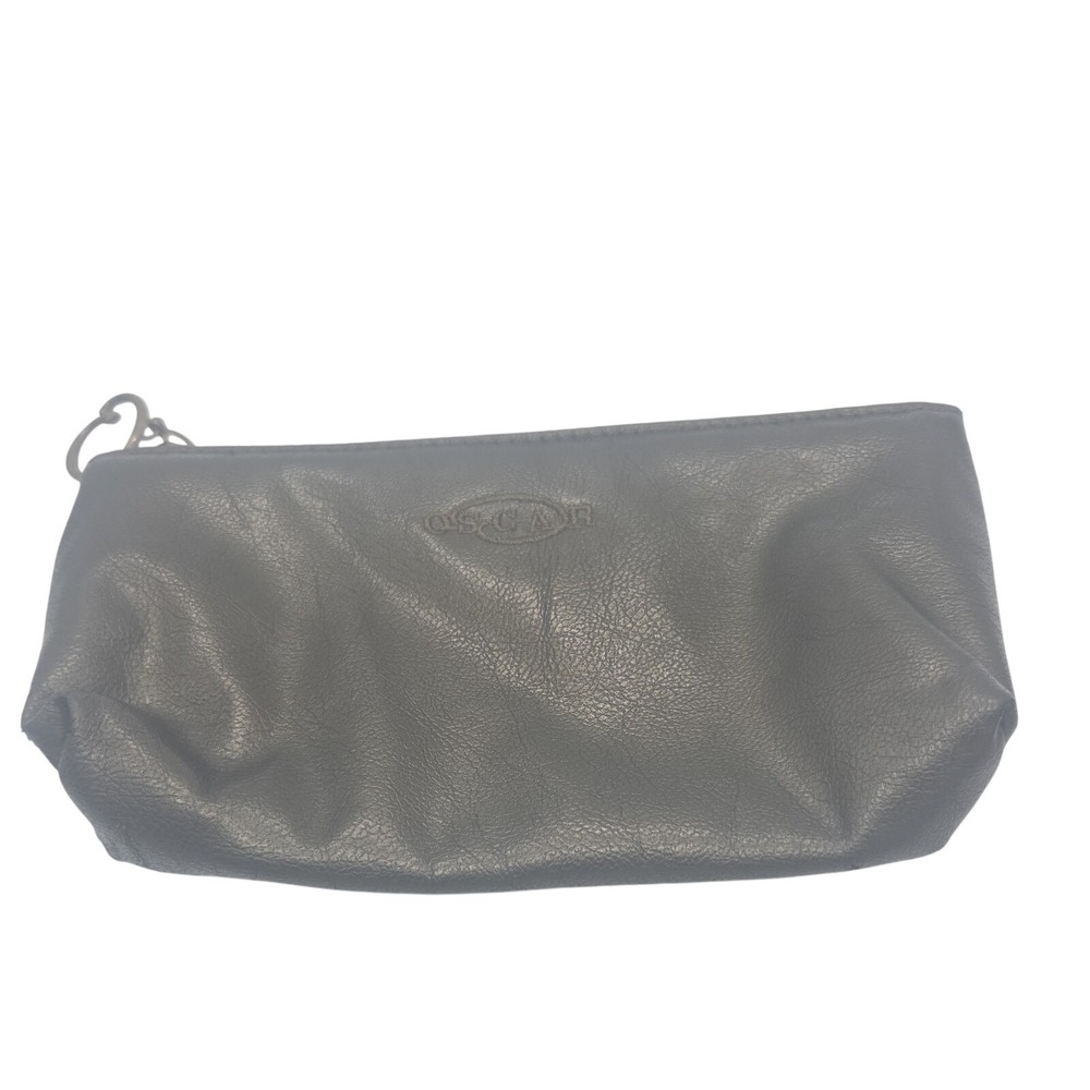 Brown Oscar De La Renta Small Makeup Pouch with zipper